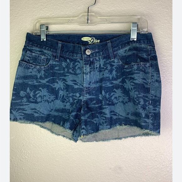 Old Navy Blue Jean Shorts with Tropical Print - Picture 5 of 5